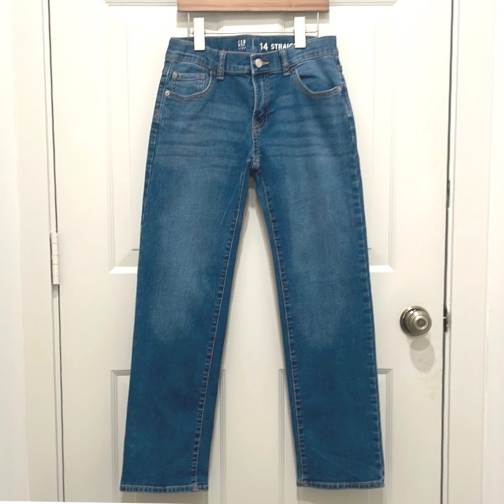 Gap Kids Classic Relaxed Straight-Fit Jeans, Medium Dark Indigo, Size Boy's 14
